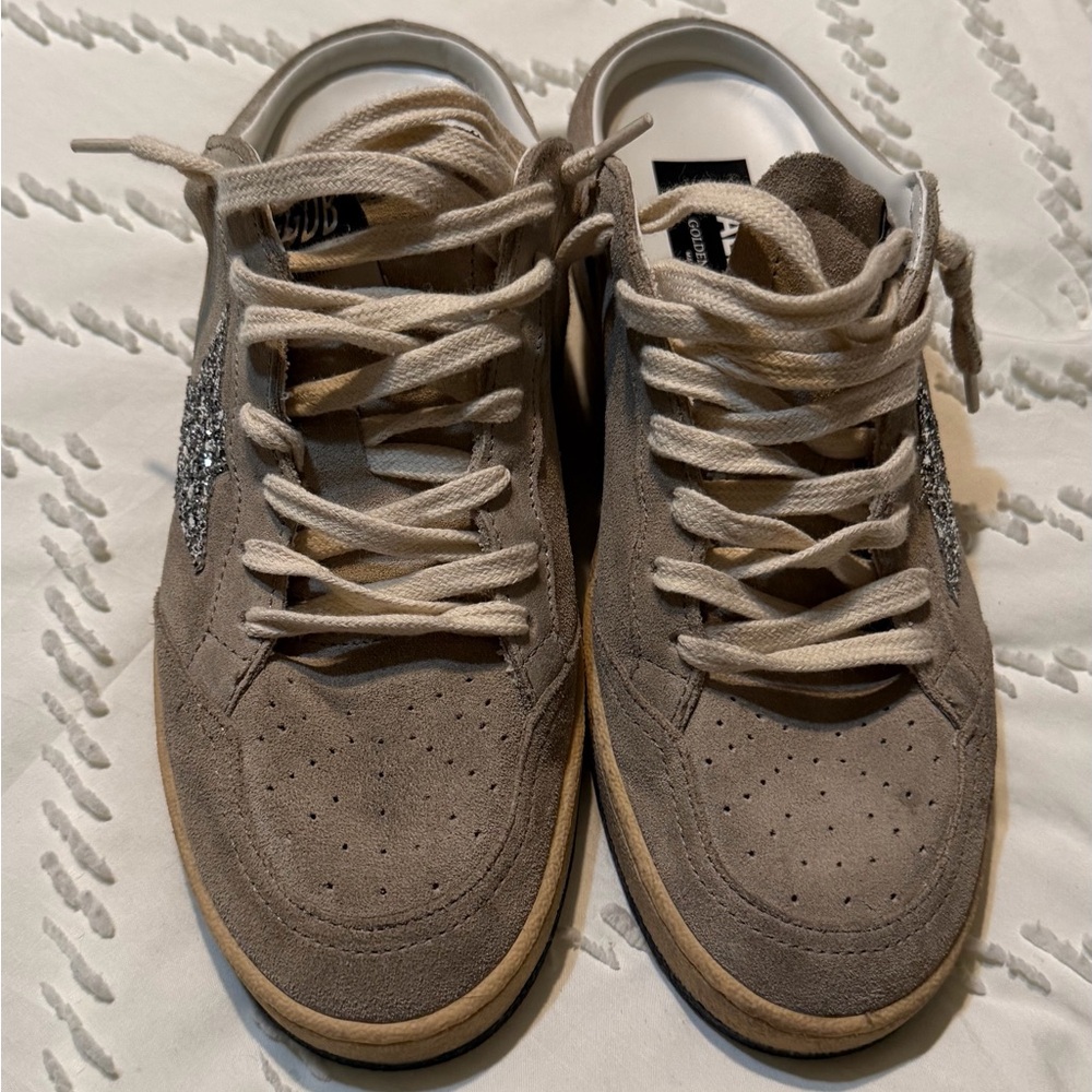 Golden Goose Suede Sabot Ballstars Sneakers with Glitter Silver Star - Picture 6 of 9
